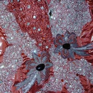 Elegant Pink and Silver Embellished Dress